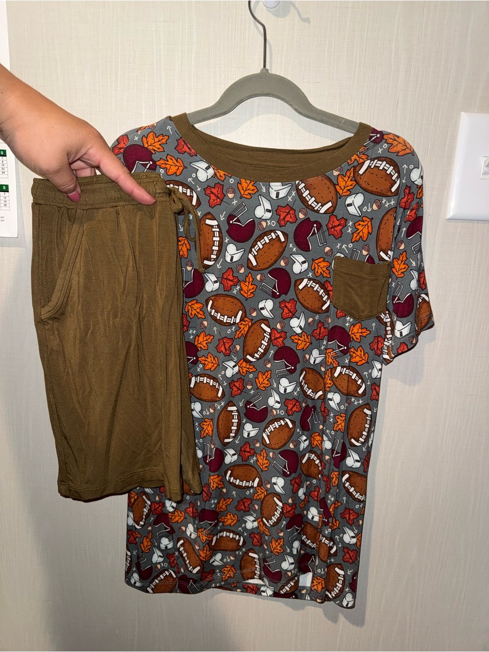 Kids Bamboo Football & Fall Leaf Short Pajama Set